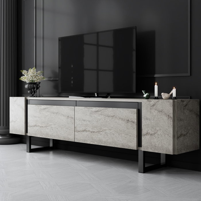 Hanah Home Mueble para TV Yildiz Travertino y Negro Hanah Home Mueble para TV Yildiz Travertino y Negro